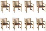 vidaXL Gartenst&uuml;hle 8 Stk mit Taupe Kissen Massivholz Teak 3073066