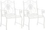 DELUKE 2er Set Gartenst&uuml;hle AUSTIN Metall Wei&szlig; 62x53x94cm Balkonstuhl Terrasse