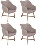 DELUKE Gartenstuhl 4er Set AUSTIN Akazie Natur Relaxsessel Wetterfest...