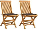 vidaXL Gartenst&uuml;hle mit Taupe Kissen 2 Stk Massivholz Teak 3062468