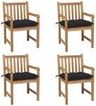 vidaXL Gartenst&uuml;hle 4 Stk mit Schwarzen Kissen Massivholz Teak 3073026