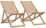 vidaXL Strandst&uuml;hle 2 Stk Klappbar Taupe Stoff und Massivholz 3214499