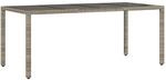 vidaXL Gartentisch mit Glasplatte Grau 190x90x75 cm Poly Rattan 365594