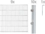 Metallzaun Grund-Set Doppelstabmatte feuerverzinkt 9 x 2 m x 1,4 m