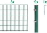 Metallzaun Grund-Set Doppelstabmatte verz. Gr&uuml;n beschichtet 8 x 2 m x 1,6 m