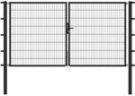 Metallzaun Doppeltor f&uuml;r Doppelstabmatte Anthrazit z. Einbeton. 140 cm x 300 cm