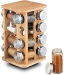 Relaxdays Gew&uuml;rzkarussell Bambus Natur Drehbar mit 16 Gew&uuml;rzgl&auml;sern 27 cm x 17 cm