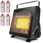 Evocamp Camping Gasheizung 1,7 kW Tragbar mit Piezoz&uuml;ndung inkl. 4 St