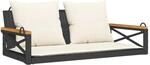furnicato H&auml;ngebank mit Kissen Schwarz 109x62x40 cm Poly Rattan