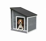 Relaxdays Hundeh&uuml;tte Tannenholz Grau Wei&szlig; mit Klappdach 77 cm x 71 cm x 58 cm