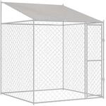vidaXL Hundek&auml;fig mit Dach Silber 200 x 200 x 258 cm Stahl und PE 42009131