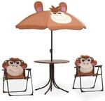 vidaXL 3-tlg Garten-Bistro-Set f&uuml;r Kinder mit Sonnenschirm Braun
