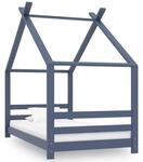 vidaXL Kinder-Bettgestell Grau Massivholz Kiefer 80x160 cm 289614