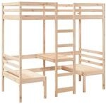 vidaXL Hochbett mit Schreibtisch & St&uuml;hlen 80x200 cm Massivholz Kiefer 3308556