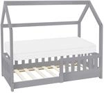 ML-Design Kinderbett 70x140 cm Hellgrau mit Matratze Rausfallschutz Massivholz