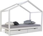 Homestyle4u Hausbett 90 x 200 cm mit Matratze und 2 Bettk&auml;sten in Wei&szlig; 2075