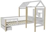 Juskys Kinderbett Yari 90x200 cm Wei&szlig; Natur