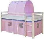Homestyle4u Hochbett 90x200 Vorhang Rosa 1559