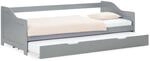 Homestyle4u Ausziehbett 90 x 200 cm Grau 2506