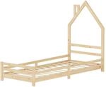 ML-Design Kinderbett Hausoptik 90x200 cm Natur Kiefernholz Massiv