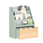 SoBuy Kinder B&uuml;cherregal Kinderregal mit 3 Ablagen Spielzeugtruhe Gr&uuml;n KMB95-GR