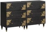 vidaXL Sideboard 2 Stk Schwarz 60 x 33 x 75 cm Massivholz Mango 3310157