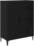 vidaXL Sideboard Schwarz Eichen-Optik 69,5 x 34 x 90 cm Holzwerkstoff 880663