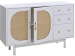MCW Sideboard P52 Poly-Rattan MDF Melamin 80x120x40cm Wei&szlig;