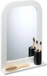 Relaxdays Badezimmerspiegel MDF Glas Wei&szlig; mit Ablage 54 cm x 38 cm x 8,5 cm 2,3 kg