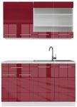 Vicco Fame-Line Singlek&uuml;che Bordeaux Hochglanz/Wei&szlig; 140 cm ohne Arbeitsplatte ohne