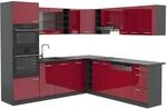 Vicco R-Line Eckk&uuml;che Bordeaux Hochglanz/Anthrazit 237 x 60 cm ohne Arbeitsplatte