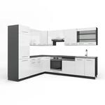 Vicco Fame-Line Eckk&uuml;che Wei&szlig; Hochglanz/Anthrazit 227 x 60 cm ohne Arbeitsplatte