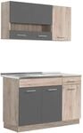 Homestyle4u K&uuml;chenzeile ohne Ger&auml;te 120 cm Eiche Matt 2359