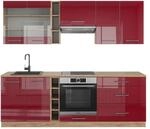 Vicco Fame-Line K&uuml;chenzeile Bordeaux Hochglanz/Goldkraft Eiche 235 cm ohne
