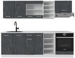 Vicco R-Line Komplettk&uuml;che Schwarz Beton/Wei&szlig; 240 cm ohne Arbeitsplatte ohne