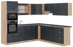 Vicco R-Line Einbauk&uuml;che in L-Form Schwarz Beton/Goldkraft Eiche 237 x 247 cm...