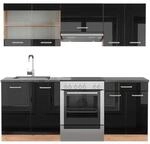Vicco R-Line K&uuml;chenzeile Schwarz Hochglanz/Goldkraft Eiche 200 cm AP Anthrazit ohne