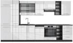 Vicco Fame-Line K&uuml;chenzeile Wei&szlig; Hochglanz/Anthrazit 355 cm AP Anthrazit ohne