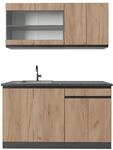 Vicco R-Line SingleK&uuml;che Goldkraft Eiche/Anthrazit 140 cm AP Anthrazit Opt 2...
