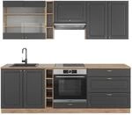 Vicco Fame-Line K&uuml;chenzeile Anthrazit Landhaus/Goldkraft Eiche 235 cm ohne