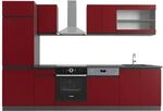 Vicco R-Line K&uuml;chenzeile Rot/Anthrazit 300 cm J-Shape ohne E-Ger&auml;te