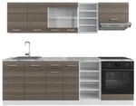 Vicco R-Line K&uuml;chenzeile Edelgrau/Wei&szlig; 240 cm AP Marmor ohne E-Ger&auml;te