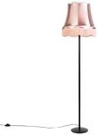 QAZQA Retro Stehlampe Schwarz mit Granny Schirm Rosa 45 cm Simplo