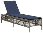 vidaXL Sonnenliege mit Kissen Grau Poly-Rattan 4002743