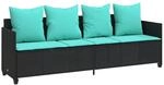 vidaXL Sonnenliege mit Kissen Schwarz Poly Rattan 368352