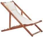 Beliani Gartenliege Weiss Dunkler Holzfarbton Bunt 97x54x70