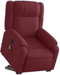 vidaXL Elektrischer Massagesessel mit Aufstehhilfe Wei&szlig;rot Stoff Modell 10