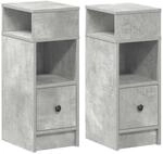 vidaXL Nachttische 2 Stk mit Schublade Betongrau 25x31x66 cm 858621