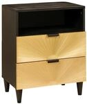 vidaXL Nachttisch Schwarz und Gold 50 x 33 x 60 cm Massives Mangoholz 4017838