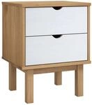 vidaXL Nachttisch OTTA Braun&Wei&szlig; 46x39,5x57 cm Massivholz Kiefer